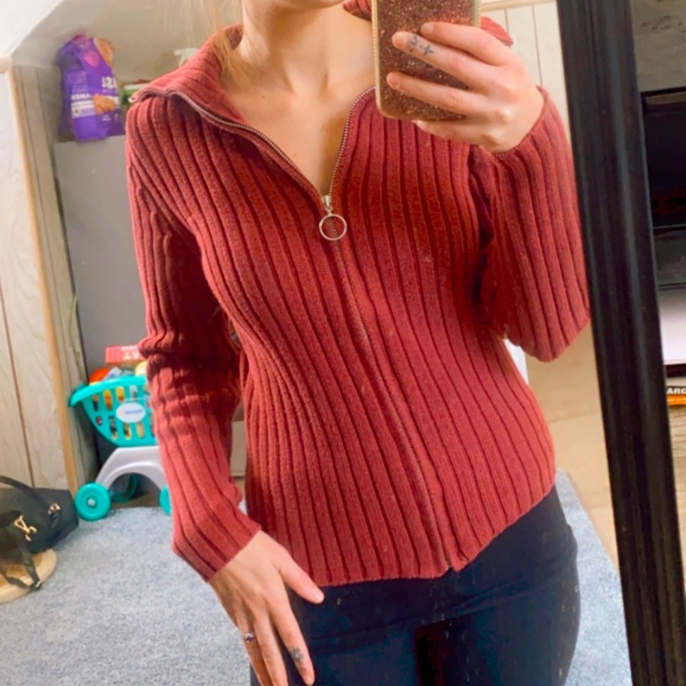 Gap red zip up sweater
